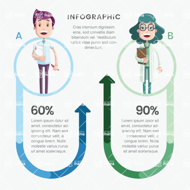 Infographic Templates Collection - Vector, Photoshop, PowerPoint, Google Slides - Comparison Infographic Template with Cartoon Characters